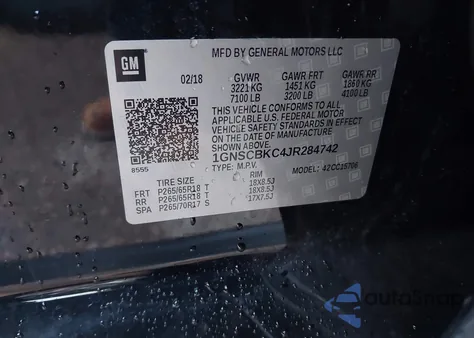 2018 Chevrolet Tahoe Lt z USA, uszkodzony, nr VIN 1GNSCBKC4JR284742